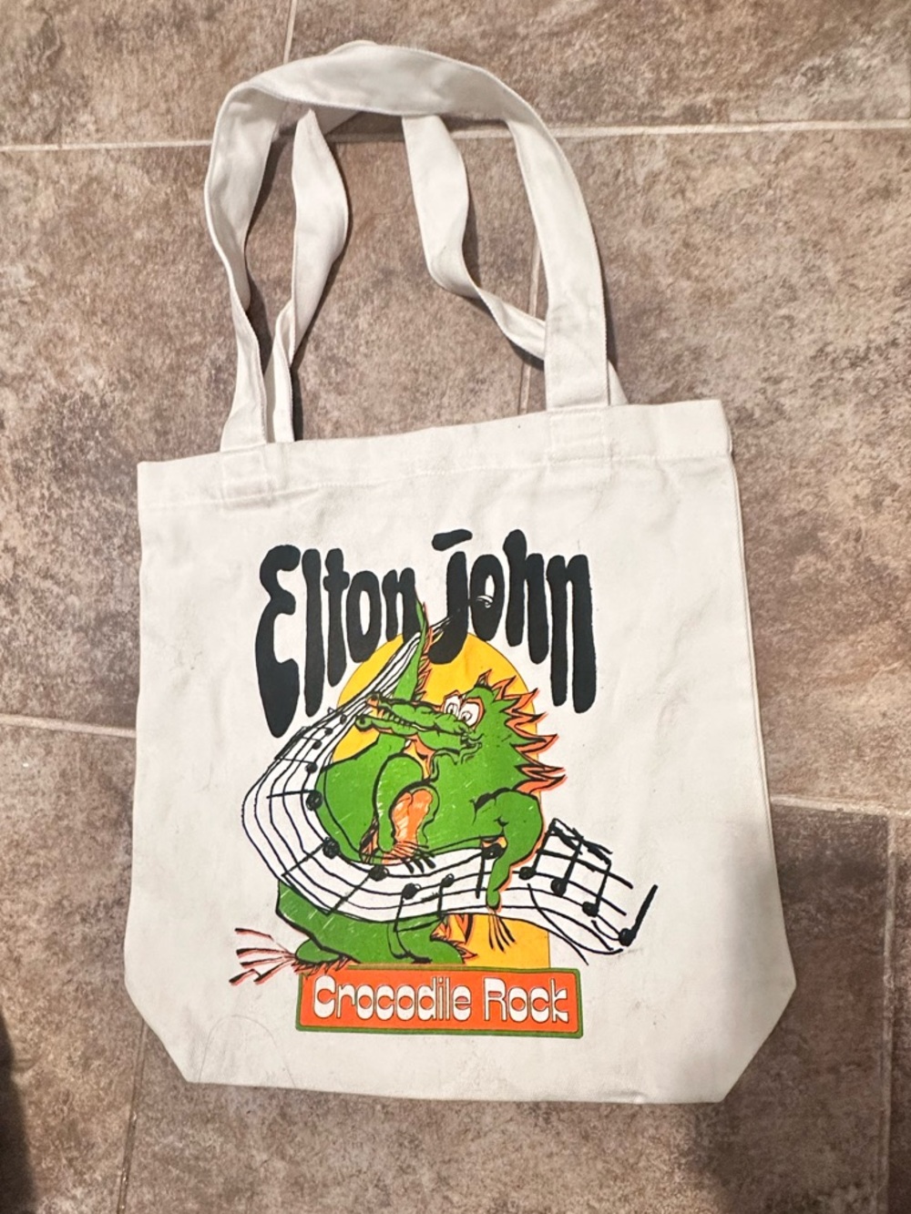 Elton John Crocodile Rock Graphic Tote - White